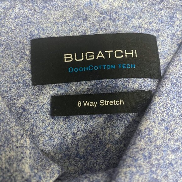 🌊 Bugatchi OoohCotton Tech 8-Way Stretch Polo Shirt – Sky Blue Textured - Picture 6 of 7